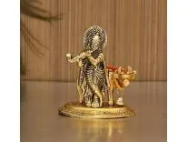TIED RIBBONS Metal Krishna Idol with Kamdhenu Cow Statue (Small, 9 cm x 7 cm) Decorative Murti Showpiece for Pooja Room Showcase Table Home Decoration Birthday Housewarming Gift Items Rs.139 @ Amazon