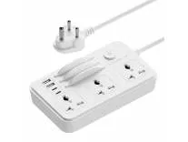 HAMMER Power Strip with 3 Universal Sockets with Child Security, Total 40w (2 USB Ports and 2 Type C 20w PD Individual), Mobile Holder,High Temperature Surge Protector,2300W with 1.5 Meter Cable White Rs.549 @ Amazon