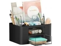 Shuttle Art Cute Desk Organizer with Drawer | Pen Stand for Study Table, Office Use | Storage Box for Stationery, Art Supplies, Sticky Notes | 5 Compartment Organizer for Home or School (Black) Rs.169 @ Amazon