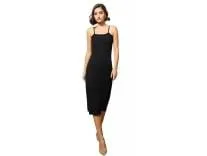 barcino Black Rib Strappy Slip-on Dress