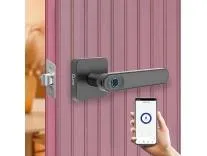 LAVNA Smart Door Lock | 3 Way Unlock | Fingerprint, Mobile app, Key Access Suitable for 28 mm to 55mm Wooden Door fit with Right N Left Door Handle (Digital) (LA15)