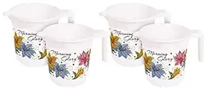 Kuber Industries Floral Print 4 Pieces Unbreakable Strong Plastic Bathroom Mug, 500 ML (White)-KUBMART10277 Rs.149 @ Amazon