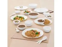 Larah by Borosil 27pc Opalware Dinner Set | for Family of 6 | Microwave & Dishwasher Safe | Bone-Ash Free | Crockery Set for Dining & Gifting | Plates & Bowls (White)