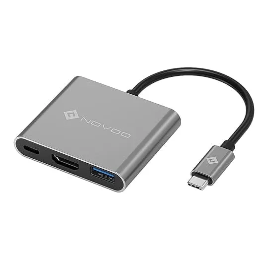 NOVOO Metal Series 3 in1 USB C Hub with HDMI 4K Adapter,USB 3.0 Port,USB-C PD Port Adapter to Project Screen of Your USB Type-C Enabled Dark Grey (NVHUBSN17LJ) Rs.508 @ Amazon