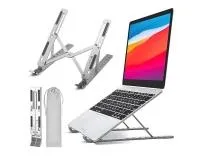 JK Vision 6 Angles Adjustable Aluminum Ergonomic Foldable Portable Tabletop Laptop/Desktop Riser Stand Holder Compatible for MacBook, HP, Dell, Lenovo & All Other Notebook (Grey) Rs.274 @ Amazon