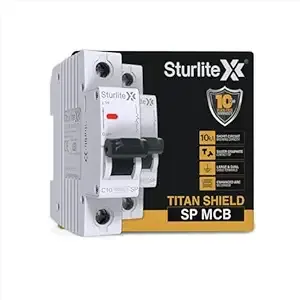 Sturlite Titan Shield 25A Single Pole MCB| Overload & Surge Protection| 10-Year Warranty| Durable Polycarbonate Housing| C-Curve Tripping| 25A Breaking Capacity Rs.114 @ Amazon