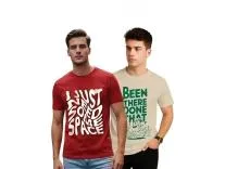 Veirdo® Men’s Trendy Graphic Regular Fit T-Shirt Combo Pack of 2 | Casual Pure Cotton Round Neck Tees | Stylish Fashion Tops for Everyday Wear | Sizes: S to XXL Rs.659 @ Amazon