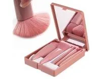 Travel Friendly Makeup Brush Applicator Set Of 5 Box With Mirror| Makeup brush kit with mirror | Travel cosmetic brushes (5 Brush Set with Miror)