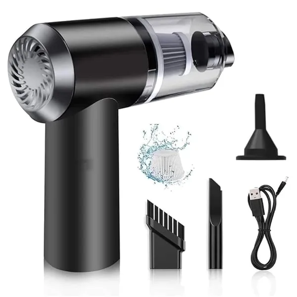3-in-1 Portable Car Vacuum Cleaner with Blower, USB Rechargeable, Black, Wireless Handheld Mini Design, Strong Suction, Washable HEPA Filter for Car, Home, Travel Rs.274 @ Amazon