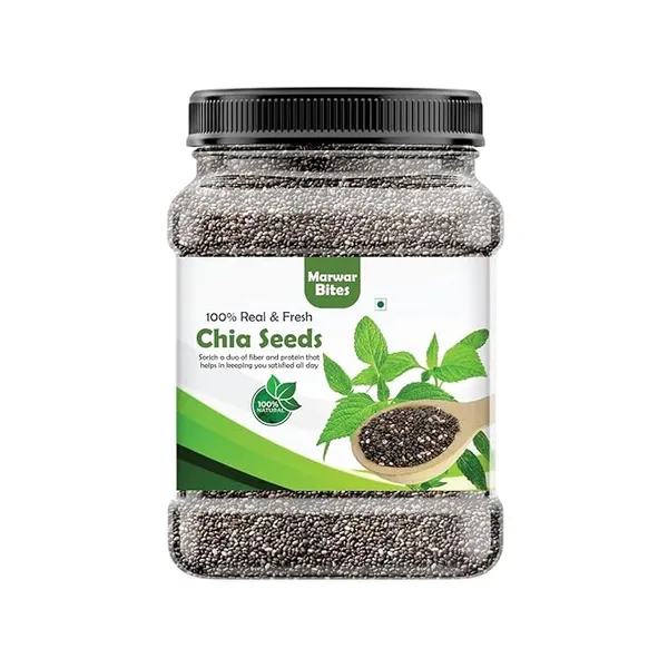 MarwarBites Premium Chia Seeds 1kg | Raw Unroasted & Cleaned | Natural Plant-Based Superfood Seed For Eating | Ideal for Smoothies, Baking & Cooking Rs.220 @ Amazon