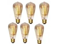 Lexton Tesla Vintage Tungsten Filament Bulb | Antique Glass Light Bulbs | E27 Bulb Base, 2700K | Suitable for Home Decoration, Hall, Restaurant, Bar Lighting (Pack of 6, Warm white/Yellow) Rs.535 @ Amazon