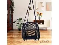 Patiofy D Shape Swing Chair/Swing for Adults & Kids/Swing for Balcony/Swing Chair for Adults for Home/Jhula for Adults/Swing for Indoor/Jhoola/Zula/Includes Hanging Kit -Black