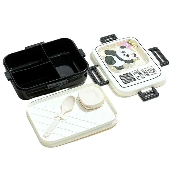 ATTRO Craze Panda Theme Kids Lunch Box with 3 Compartment, 1 Separate Internal Lid, 1 Small Container & Spoon Microwave Safe- 1290ml+70ml White Rs.161 @ Amazon