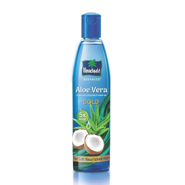 [Apply 15% Coupon] Parachute Advansed Aloe Vera Enriched Coconut Hair Oil Gold | 5X Aloe Vera With Coconut | Makes Hair Sooperr Soft | 600ml