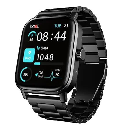 boAt Wave Call 3 Smartwatch 1.83” HD Display with Animated Watch Faces; BT Calling, Functional Crown, Multiple Sports Modes, IP68, HR, SpO2 Monitor, Smart Watches for Men & Women (Metallic Black)