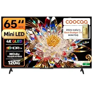 [HDFC CC] coocaa 164 cm (65 inches) 4K Ultra HD Smart Mini LED QLED Google TV 65MINI75Q Rs. 36249 @ Amazon