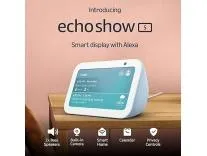 Amazon Echo Show 5, smart display with Alexa+, 2x bass speaker, clearer sound, camera for home monitoring, bluetooth, Cloud Blue