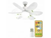 Gesto Portable Ceiling Fan with LED Light | B22 Plug & Play Fan Light with Remote | 3 Speed Fan | 3 Color Light (3000K/4500K/6500K) | Ideal for Bathroom, Kitchen, Bedroom, Pooja Room, Small Office