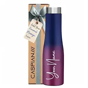 CASPIAN /// Stainless Steel Water Bottle 1L, Midnight Crimson, Customizable with Name Print for Kids, School, Office, Gym, and Corporate Gifting