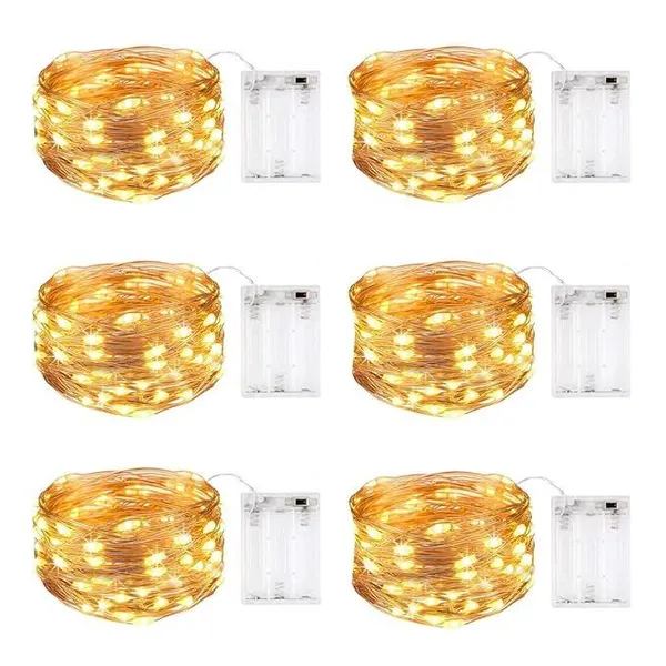 MIRADH 6 Pack of 10 Feet 30 Led 2 Mode Fairy Lights Battery Operated Waterproof Copper Wire Twinkle String Lights for Bedroom -Warm White (2 Mode- Steady on & Flash-Pack of 6) Rs.359 @ Amazon