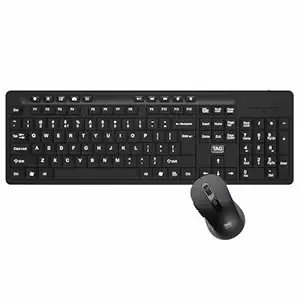 TAG KBWM1000 Black Wireless Keyboard & Mouse Combo Kit with USB 2.4Ghz Nano Receiver, Linear Chiclet Keys, Upto 10M Clicks, Full 104 Keys & 10 Multimia Keys, 6 Buttons Mouse, for Windows/Mac/Linux