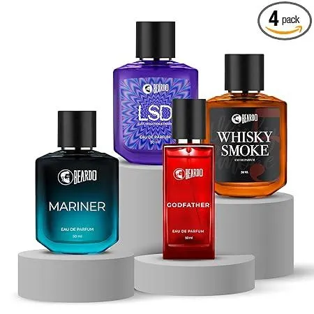 BEARDO Mariner, LSD, Whiskey Smoke & GodFather Perfume For Men (50Ml X 4) | Long Lasting Perfume for Men | Date Night Perfume For Men | Gift for Men | Gift For Friends | Gift for Husband | Gift for boyfriend Rs.800 @ Amazon
