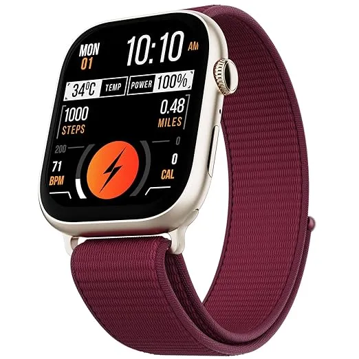 Fire-Boltt Ninja X Ring Smart Watch 1.96" Always On Display Bluetooth Calling, Voice Assistant, SpO2 & Heart Rate, 120+ Sports Modes, IP67 Waterproof Smartwatch for Men & Women - Wine Nylon Rs.1899 @ Amazon