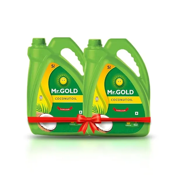 Mr.Gold Coconut Oil Can, 5L Set of 2 | Pure | Natural | No preservatives | No artificial fragrances | Coconut oil | pure aroma - Total 10L