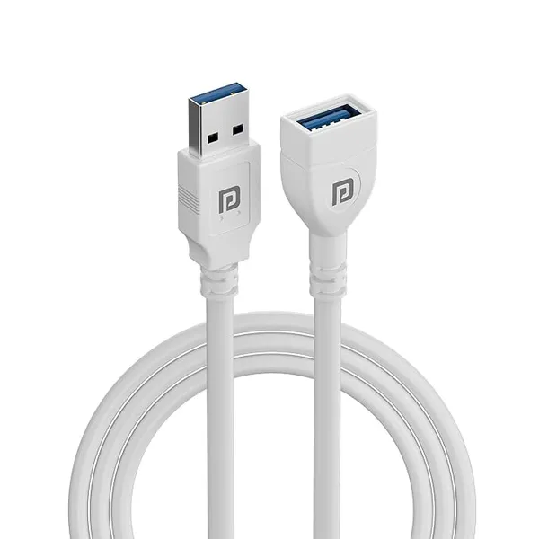 Portronics Uniconnect, 1.5M USB Extension Cable, Durable USB Type-A Male to Female Cable, PVC Build, Data Transfer & Charging, Compatible with Laptops, PCs, Printers & More