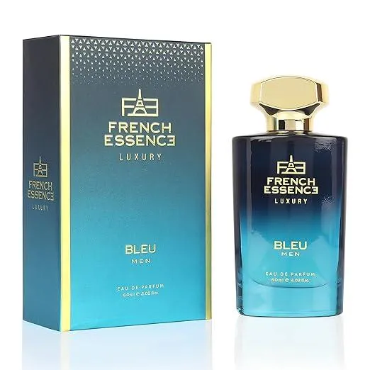 French Essence Bleu Men’s Luxury Perfume | Juniper & Musk Long Lasting Eau de Parfum | Bold Masculine Scent | 60 ml