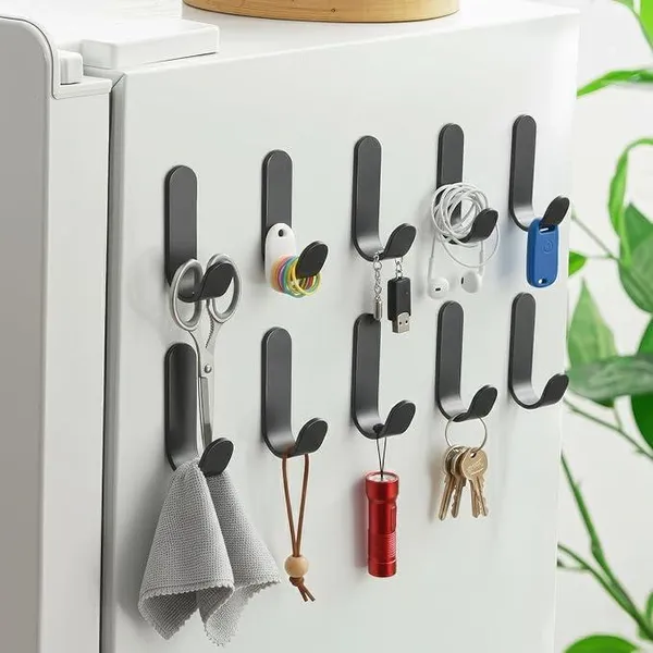 amazon basics Strong Adhesive Carbon Steel Wall Hook for Bathroom and Kitchen | Seamless Clothes Hanger Hook for Door and Wall Mounting | Reusable Behind The Door Holder | Black, Pack of 10 Rs.206 @ Amazon