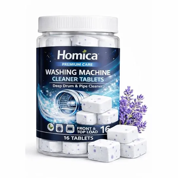 (Min Buy 2) Washing Machine Cleaner Tablets (16 Tablets) | Drum & Pipe Deep Cleaner | Lavender Scent | Removes Odour, Limescale & Residue | For Front Load & Top Load Fully Automatic Washing Machines