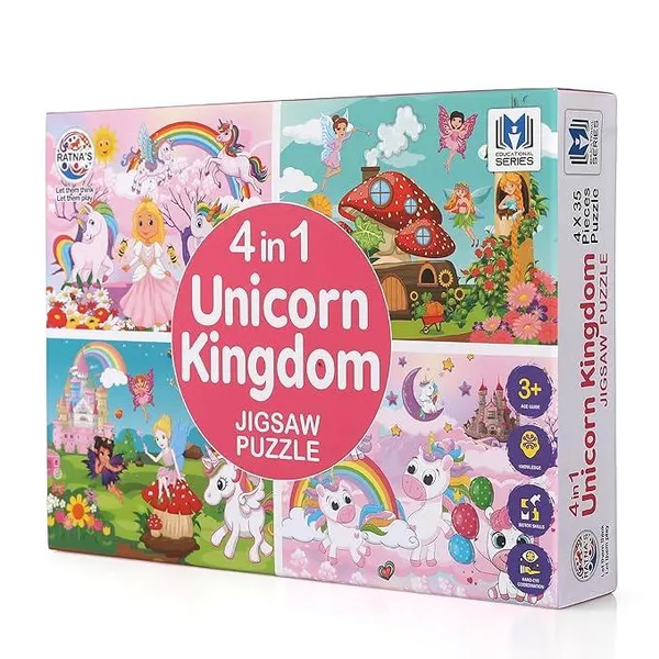 RATNA'S 4 in 1 Unicorn Kingdom Jigsaw Puzzle for Kids |A Perfect Puzzle for Little Hands | 4 x 35 Pieces Jigsaw Puzzle, Multicolor