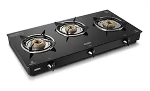 Glen 3 Burner Toughened Glass Top PNG Gas Stove 70 cm | Black | Manual Ignition | ISI Certified | SS Drip Trays | Revolving Nozzle | 2 Year Warranty | Rs.4397 @ Amazon
