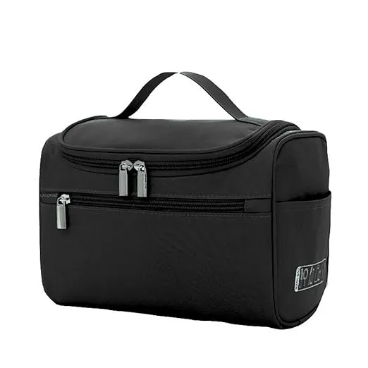 Polyester Women's Multi Functional Travel Toiletry Hanging Makeup Organiser Bag (Black)