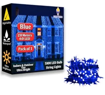 izzytech 20 Meter 60 LEDs 5MM Decorative String Light | Blue LED Fairy Light for Diwali, Christmas, Weddings & Home Decoration | Polycarbonate, Pack of 1 (60 LED Blue 5MM, Pack of 1) Rs.139 @ Amazon