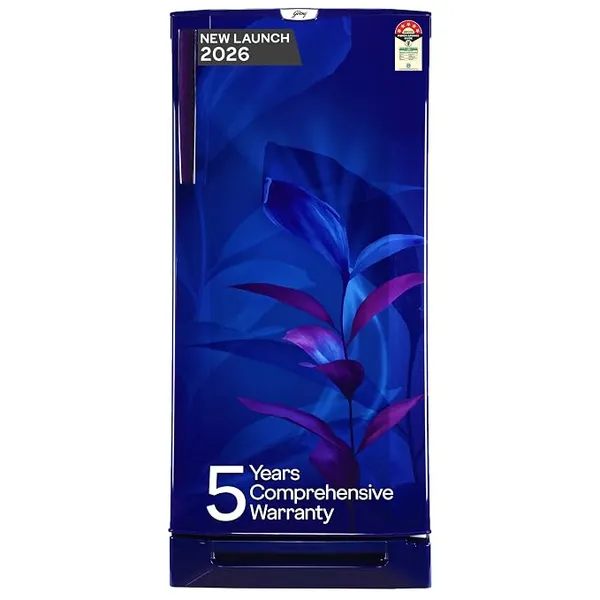 [Coupon + ICICI NC EMI ] Godrej 185L 5 Star with 5 Years Comprehensive Warranty, 24 Days Farm Freshness, 22L Jumbo Vegetable Tray, Base Drawer Direct Cool Single Door Refrigerator (RD 195EN TDI MN BL, Marine Blue)