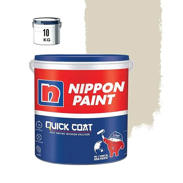 Nippon Paint Quick Coat Interior Emulsion Paint - 10 KG (ALMOND CHIP)-Quick Drying, Good Coverage, Low VOC-Paint for Wall, Living Room