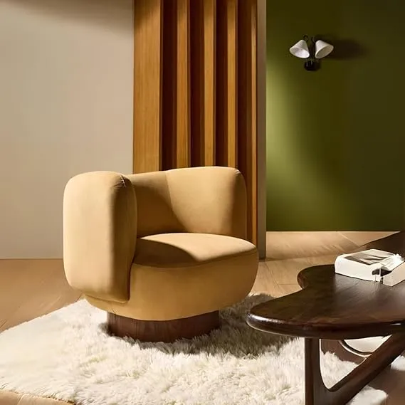 Kingsman Furnitures Nova Swivel Accent Arm Chair for Home | Bedroom, Living, Dining & Drawing Room | Ultra Soft and Comfortable (Soft Caramel Brown Velvet) Rs.15499 @ Amazon