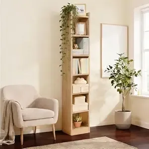 Green Soul Alba 7 Shelves Engineered Wood Book Shelf | Multipurpose Wooden Bookshelf for Home, Bedroom, Living Room, Study Room, Kids Room | Organizer | Storage | 3 Year Warranty (Oak)