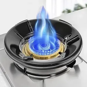 Add2Cart Stand for Black Gas Saver Burner Chula Support with 4 Legs - Indian Gas Support, Fire and Windproof Jali Ring 0.7mm Metal - Black (1)