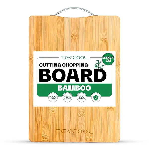 TEKCOOL Bamboo Chopping Board/Vegetable Cutting Board for Kitchen with Metal Handle | Natural Bamboo | Recyclable | Biodegradable (34cm X 24cm) Rs.225 @ Amazon