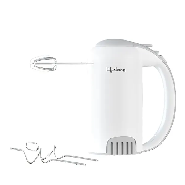 Lifelong 450W Hand Mixer with Beaters & Dough Hooks | 5-Speed Control with Turbo Boost | Low Noise 100% Copper DC Motor | Large Eject Button | Electric Beater for Cake, Dough, Cream & More
