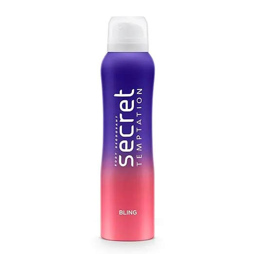 Secret Temptation Bling Deodorant for Women 150ml | Spicy-Sweet Gourmand Fragrance | Black Currant & Vanilla | Long-Lasting Freshness | Ideal Women's Party Deo Spray