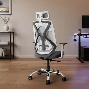 Vergo Transform Classic Ergonomic Mesh Office Chair, High Back, Lumbar Support, 1D Armrests, Single Tilt-Lock Recline, Heavy-Duty Metal Base, WFH/Study/Computer Desk (White Grey)