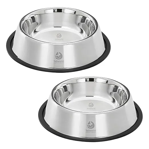 Feeding Bowl 720 ml | Stainless Steel | for Dogs & Cats | Durable & Lightweight Feel | Scratch and Rust-Free | Non-Slip Ring at The Base | Pack of 2 | 720ml Each Rs.143 @ Amazon