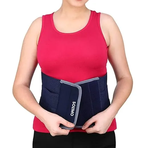 Amazon Brand - Solimo Rubber abdominal belt after delivery for tummy reduction| Lumbo Sacral| Lower Back Pain Relief| Breathable Belt for Men and Women | Navy Blue (Universal) Rs.281 @ Amazon
