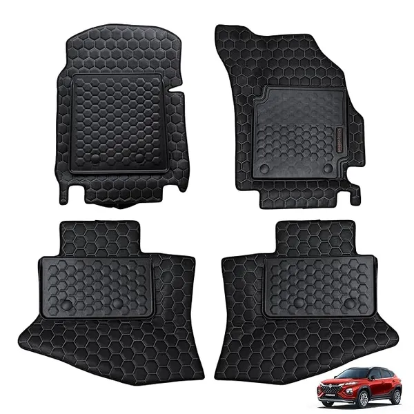 Amazon Basics 8D Premium Car Floor Mats for Maruti Fronx (All Variants | MT/at | 2024 & Older) | Custom Fit | Waterproof| TPE | Black