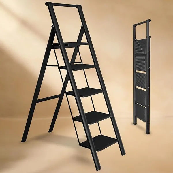 Lifelong 5 Steps Steel Ladder with Handle for Home, Foldable & Portable Stairs, Versatile Use for Kitchen, Bathroom & Office Foot Stool - Multipurpose Step Stool with 150 Kg Capacity (LLSLH05, Black) Rs.3199 @ Amazon