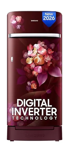 [Coupon + HDFC CC ] Samsung 215 L, 5 Star, Digital Inverter, Direct-Cool Single Door Refrigerator (RR23H2H35HT/HL, Red, Hydrangea Plum, Base Stand Drawer, Single Touch Defrost, 2026 Model)
